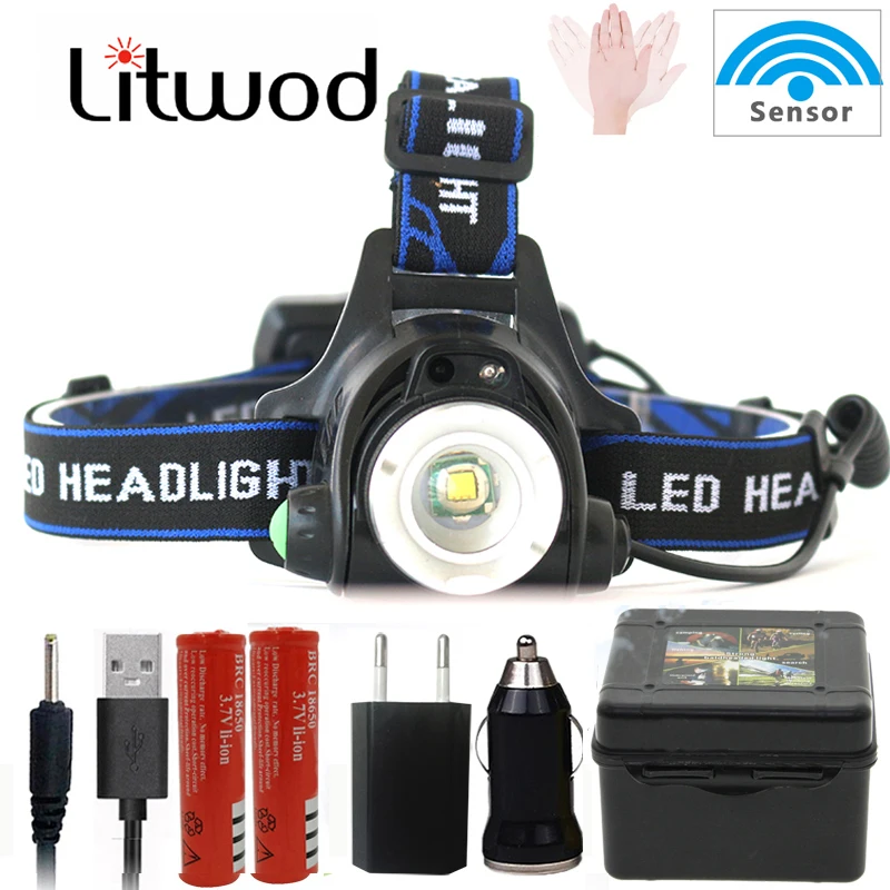 

LED Headlamp Fishing Headlight T6 L2 V6 3 Modes Zoomable Waterproof Super bright camping light Rechargeable head flashlight