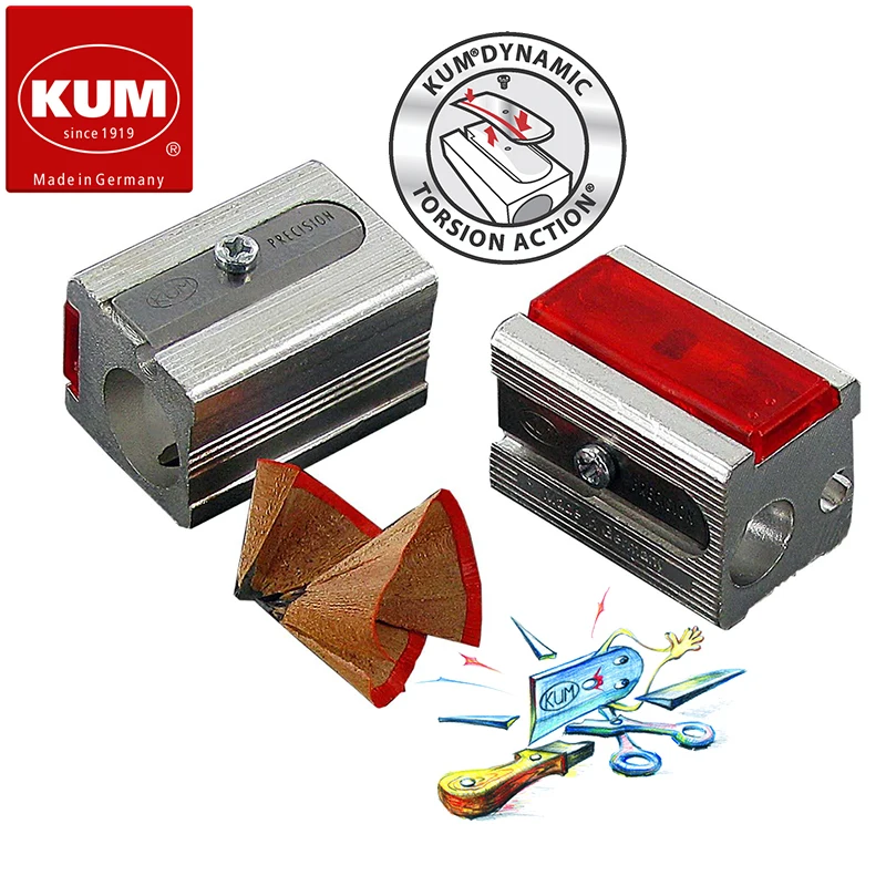 1pc German KUM 420E Magnesium High Sharp Single Hole Sharpener with 2 Replacement Blades Suitable for 8mm Pencil