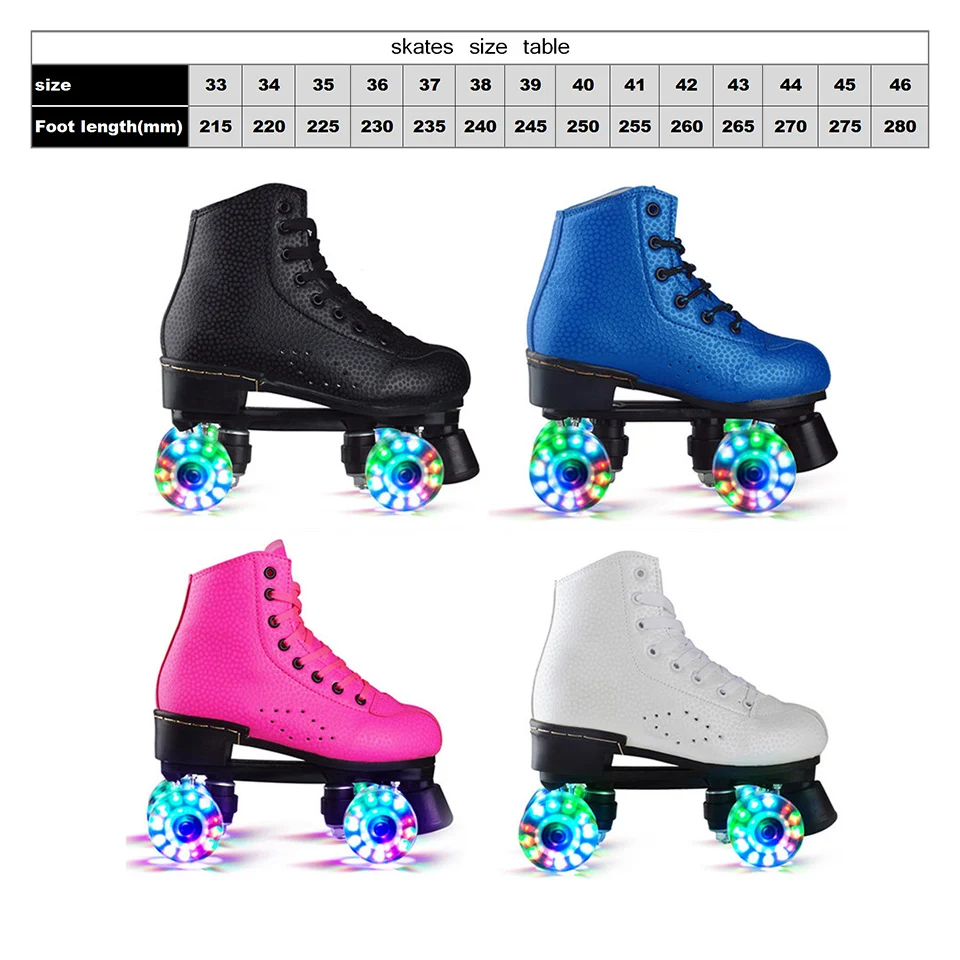 JK Adult Artificial Leather Roller Skates Double Line Skates Two Line Skating Shoes Patines With PU 4 Wheels SP6