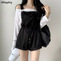 Playsuits Women Lace-up Sexy Students Solid Casual Rompers Ulzzang Fashion Soft Summer Clothing Stylish Streetwear Harajuku New