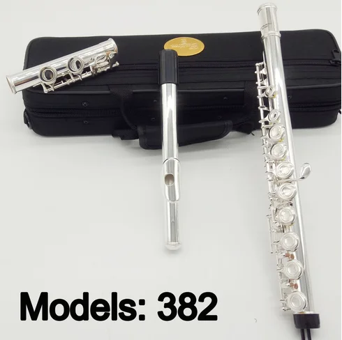 

Free Shipping Flute 382 Silver Plated Professional Flute Instrument Intermediate Student Flutes C Leg 16 Holes Closed E Key