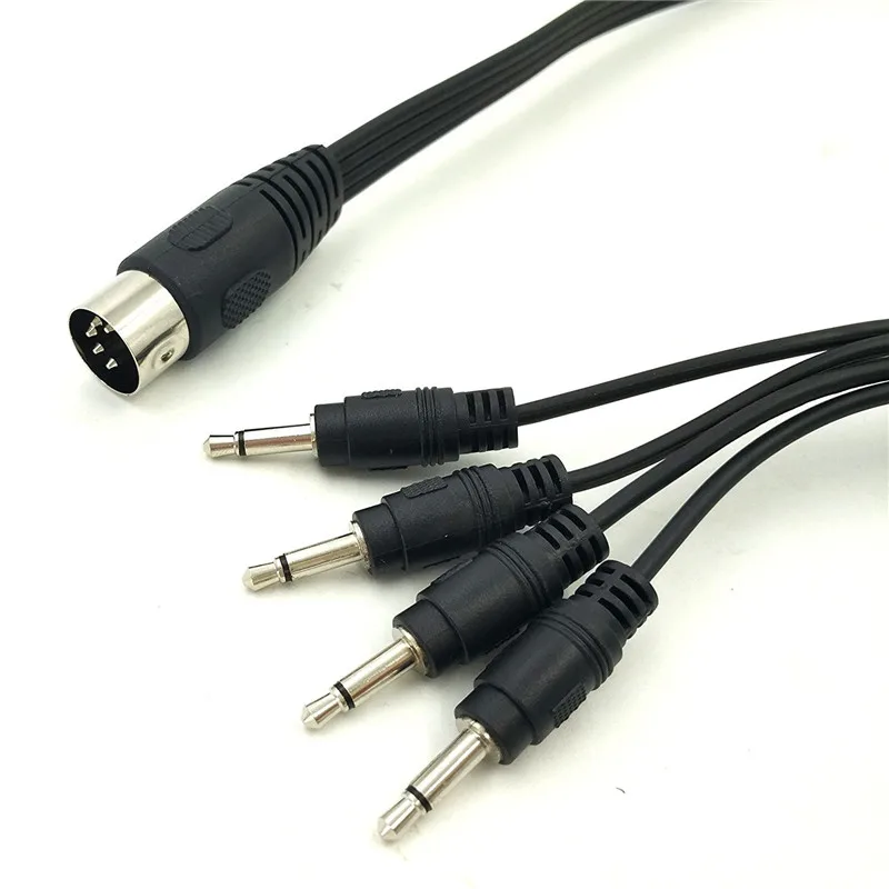 Cabo din para 3.5mm 50cm 5 pinos din plug macho para 4x3.5mm fêmea smartphone aux fone de ouvido mono jack adaptador cabo de entrada 0.5m