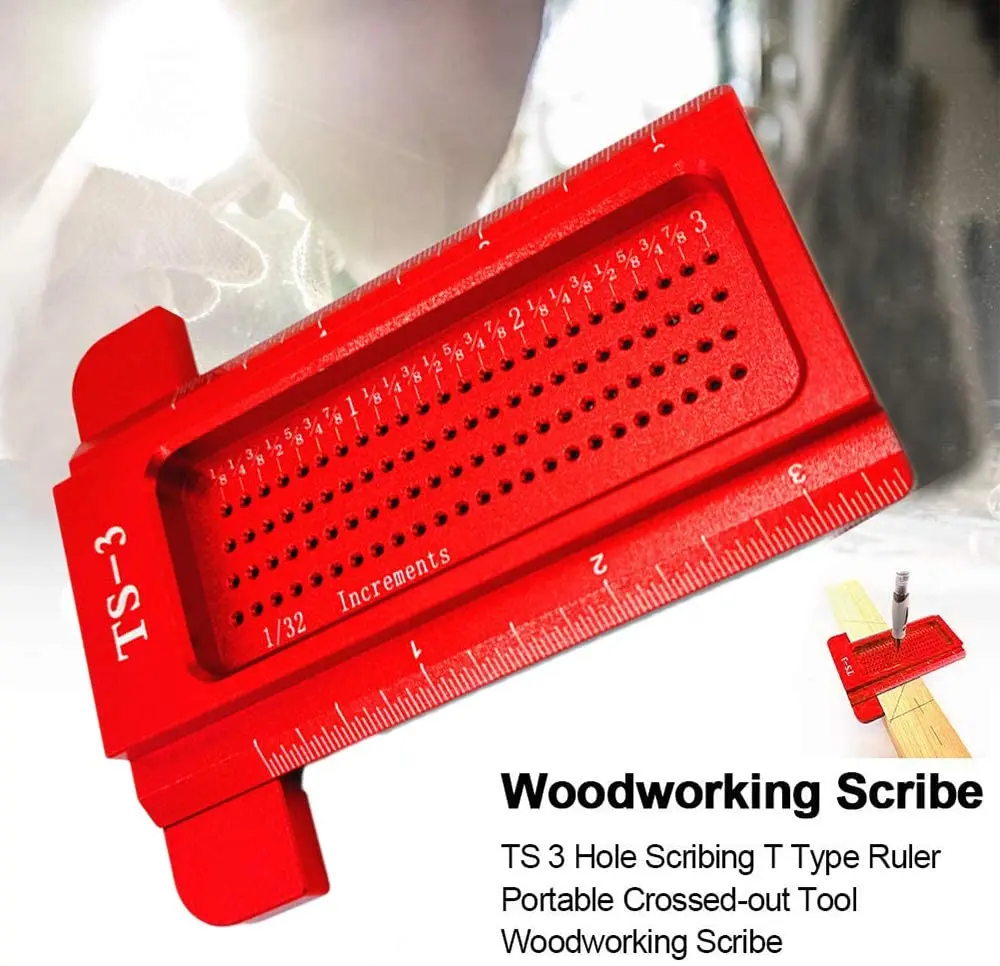 

TS-3 woodworking Scribe inch hole Scribing ruler aluminum alloy T ruler woodworking scribe Gauge Measuring Tool