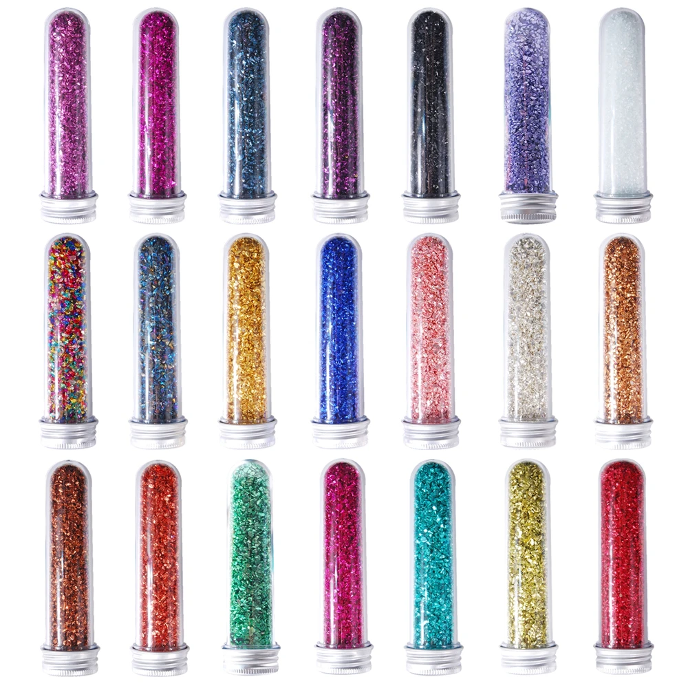 21 Colors Chunky Sequins 2-4MM Craft Glitter Stone Irregular Crushed Glass Glitter For DIY Epoxy Resin 35G/Tube