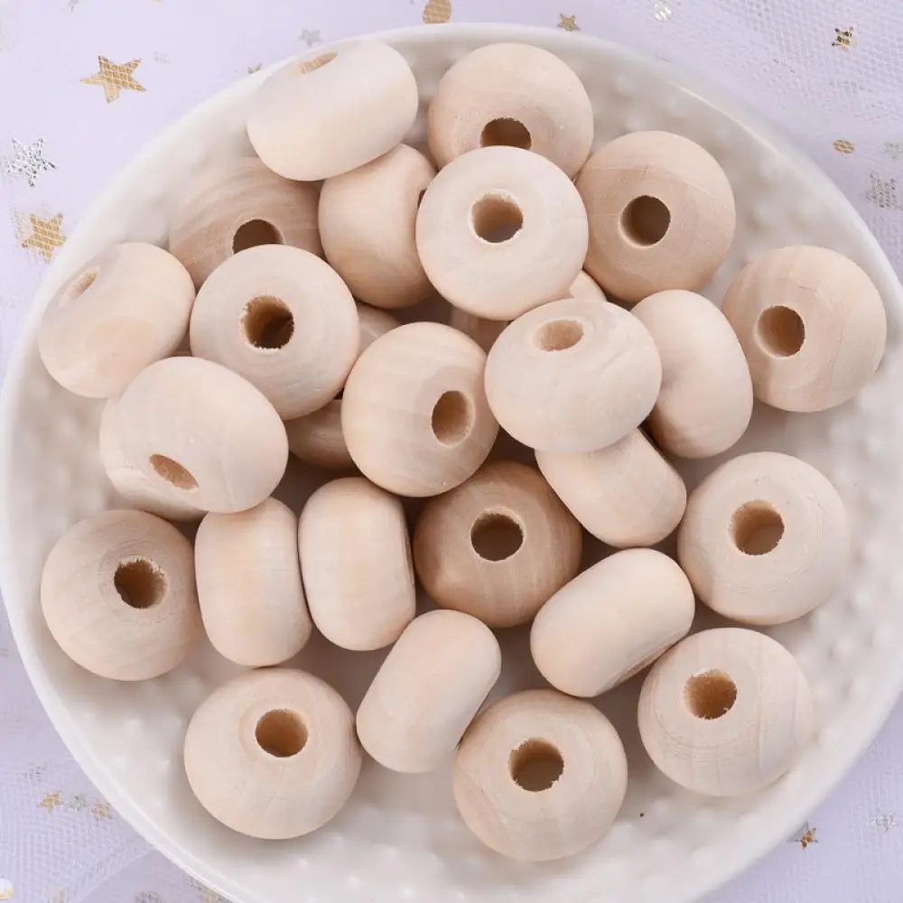 10-30Pcs 14/20/24mm Wooden Beads Natural Eco-Friendly Lead-Free Flat Spacer Loose Wood Bead DIY for Jewelry Making Handmade