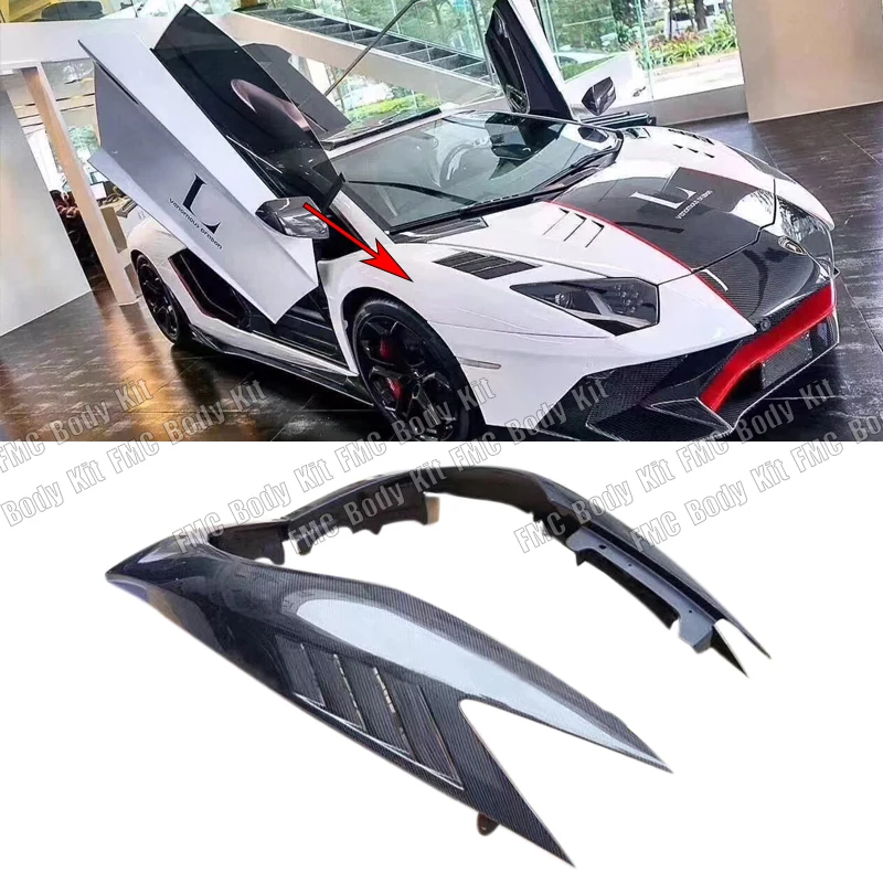 

Carbon fiber Front Lamp Cap Side Fender Air Vent Covers case For Lamborghini LP700 LP720 LP750 2 PCS/Set