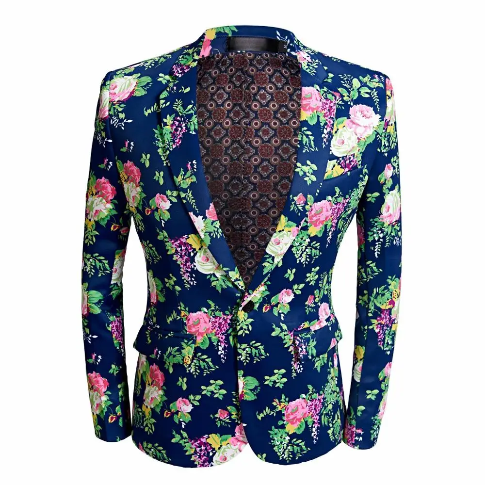 High-end Brand Fashion Printing Groom Wedding Dress Suit Banquet Stage Performance Suit Mens Casual Suit Blazers