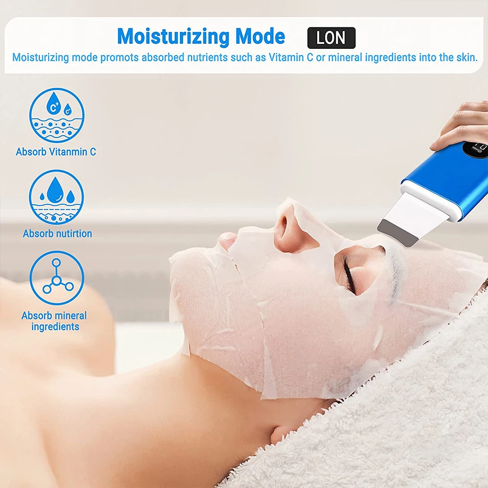 Micro Huidige Ultrasound Facial Spatel Gezicht Peeling Ultrasone Huid Scrubber Cavitatie Peeling Schop Mee-eter Acne Remover