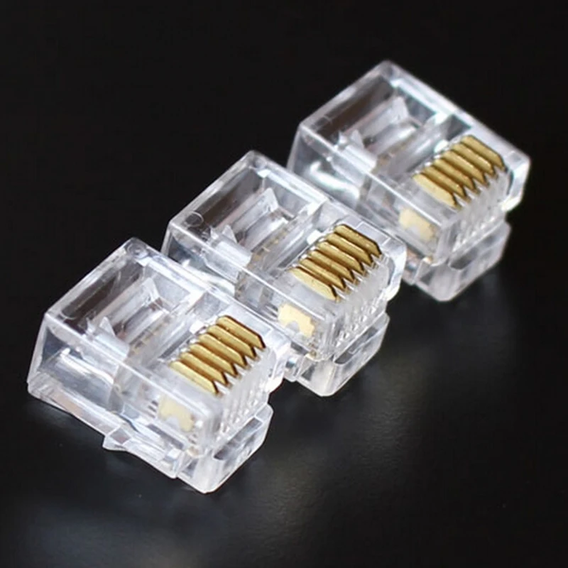 

New 100PCS Crystal Head RJ12 6P6C Modular Plug Gold Plated Network Connector