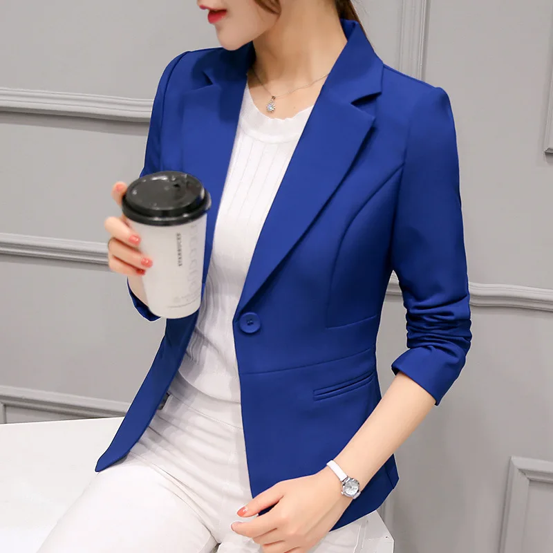 Black Women Blazer 2024 Formal Blazers Lady Office Work Suit Pockets Jackets Coat Slim Black Women Blazer Femme Jackets Femme