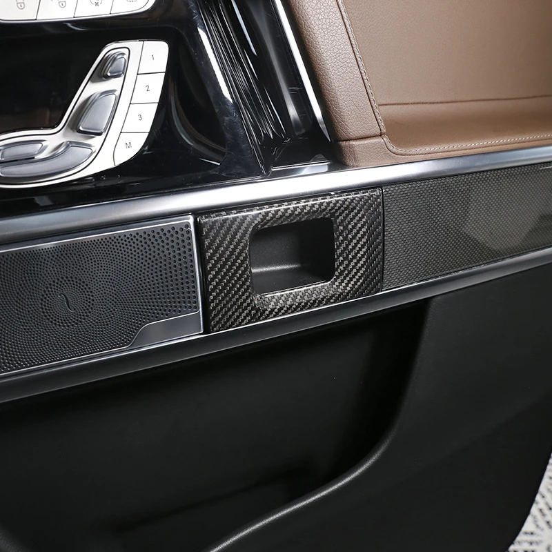 For Mercedes Benz G Class 2019-2021 W463 Real Carbon Fiber Car Door Inner Handle Bowl Frame Cover Trim Stickers Car Accessories