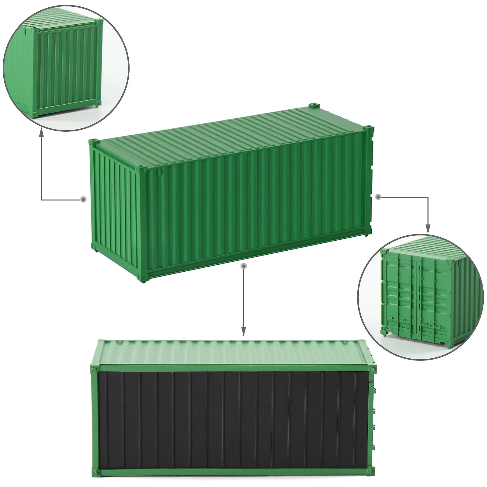 3pcs/8pcs HO Scale 1:87 Blank 20\' (ft) Shipping Containers Pure Color Ribbed Side Container Cargo Box C8720