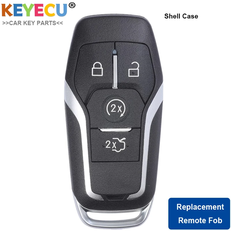 KEYECU Smart Remote Car Key Shell Case for Ford Fusion Mondeo Mustang F-150 Explorer Edge for Lincoln MKX MKZ MKC, Fob 4 Button