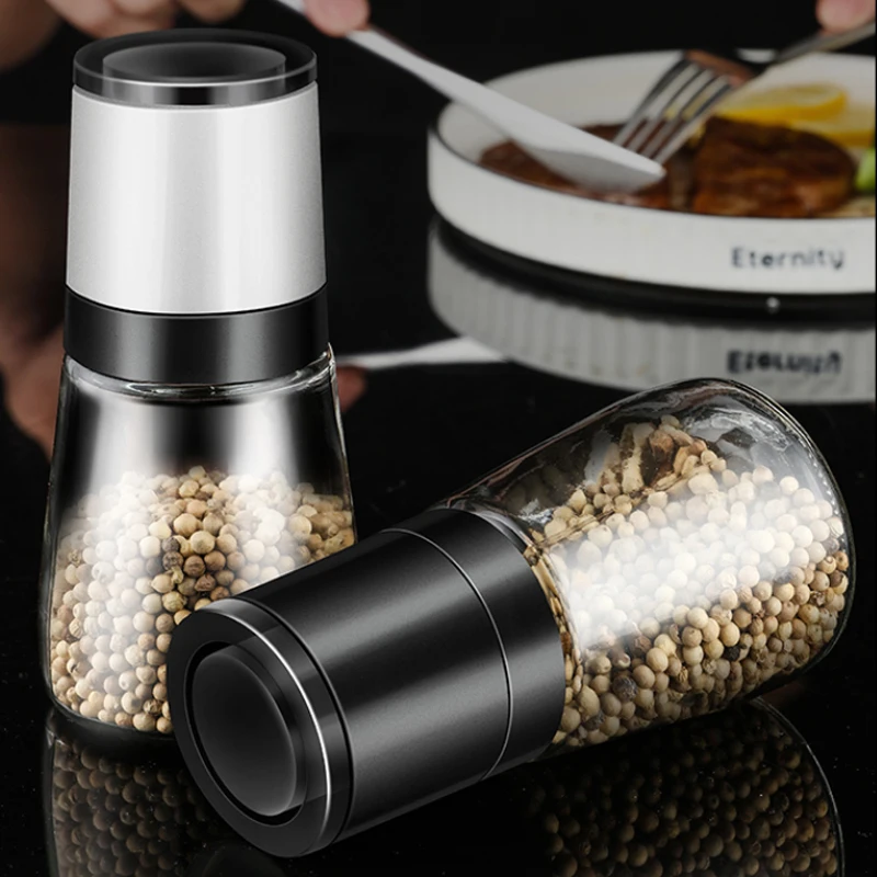 Konco Manual Salt Pepper Grinder Transparent Glass Herb Grinder Peppercorn Grinder Seasoning Bottle Kitchen Gadgets