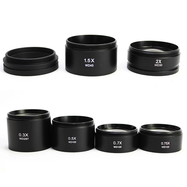 0.3X 0.5X 0.7X 0.75X 1X 1.5X 2X soczewki barlowa mikroskop Stereo akcesoria do obiektywu pomocnicze obiektyw 48mm gwint