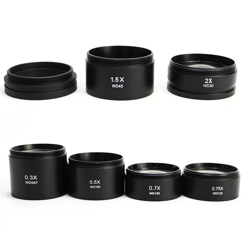 Acessórios da Lente do Microscópio Estereofônico de Barlow Lente Objetiva Auxiliar Linha 48 mm 0.3x 0.5x 0.7x 0.75x 1x 1.5x 2x
