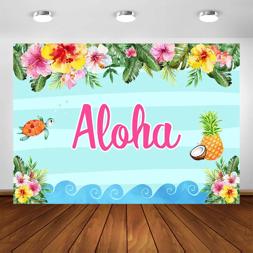 Aloha Party Photography Backdrop Tropical Flower Hawaiian Luau Birthday Party Baby Shower Background Decorations Supplies