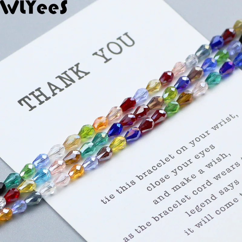 3x5mm Clear Faceted Glass Drop Shape Beads AB Austria Crystal Loose Beads For Jewelry Making DIY Bracelets Necklace Strands 15''