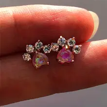 Crystal Zircon Stud Earrings Rose Gold #3