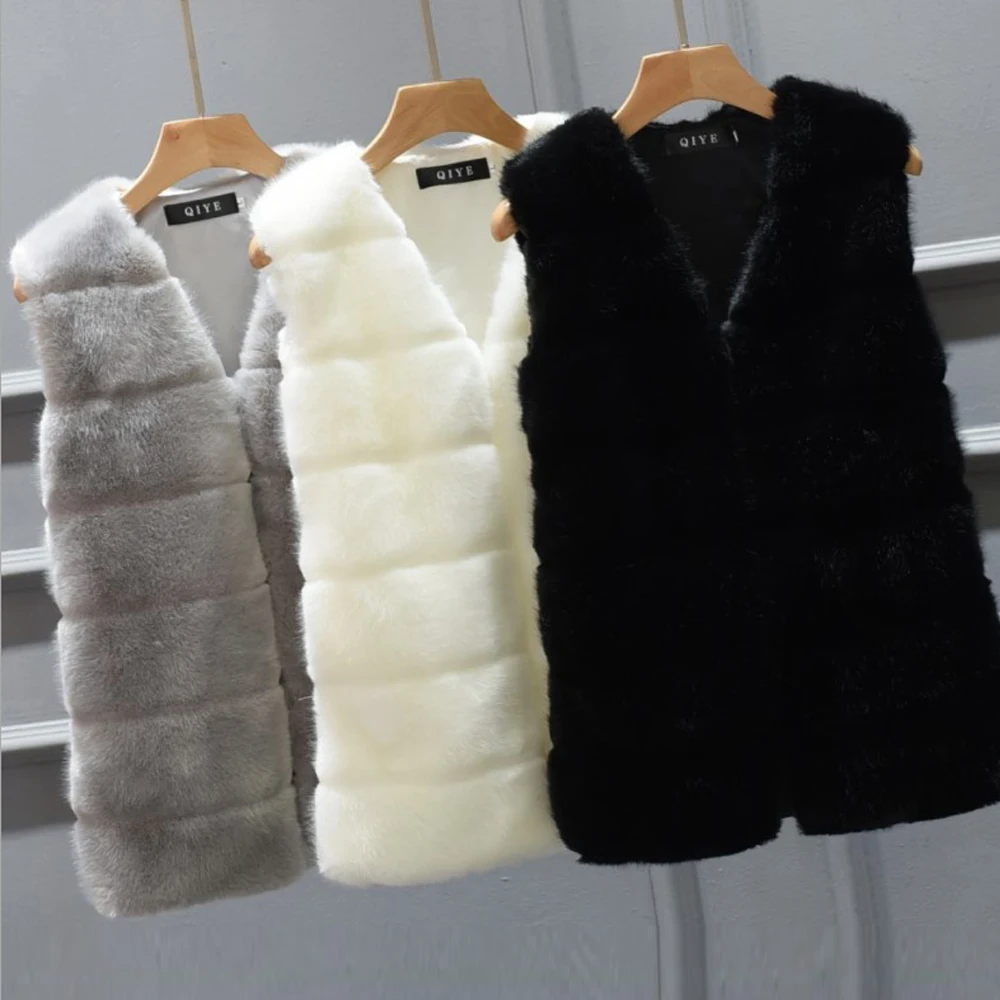 Women's Imitation Fur Vest, Sleeveless Coats, Artificial Furs, High Quality, Casual, Autumn, Winter, New, Fashion