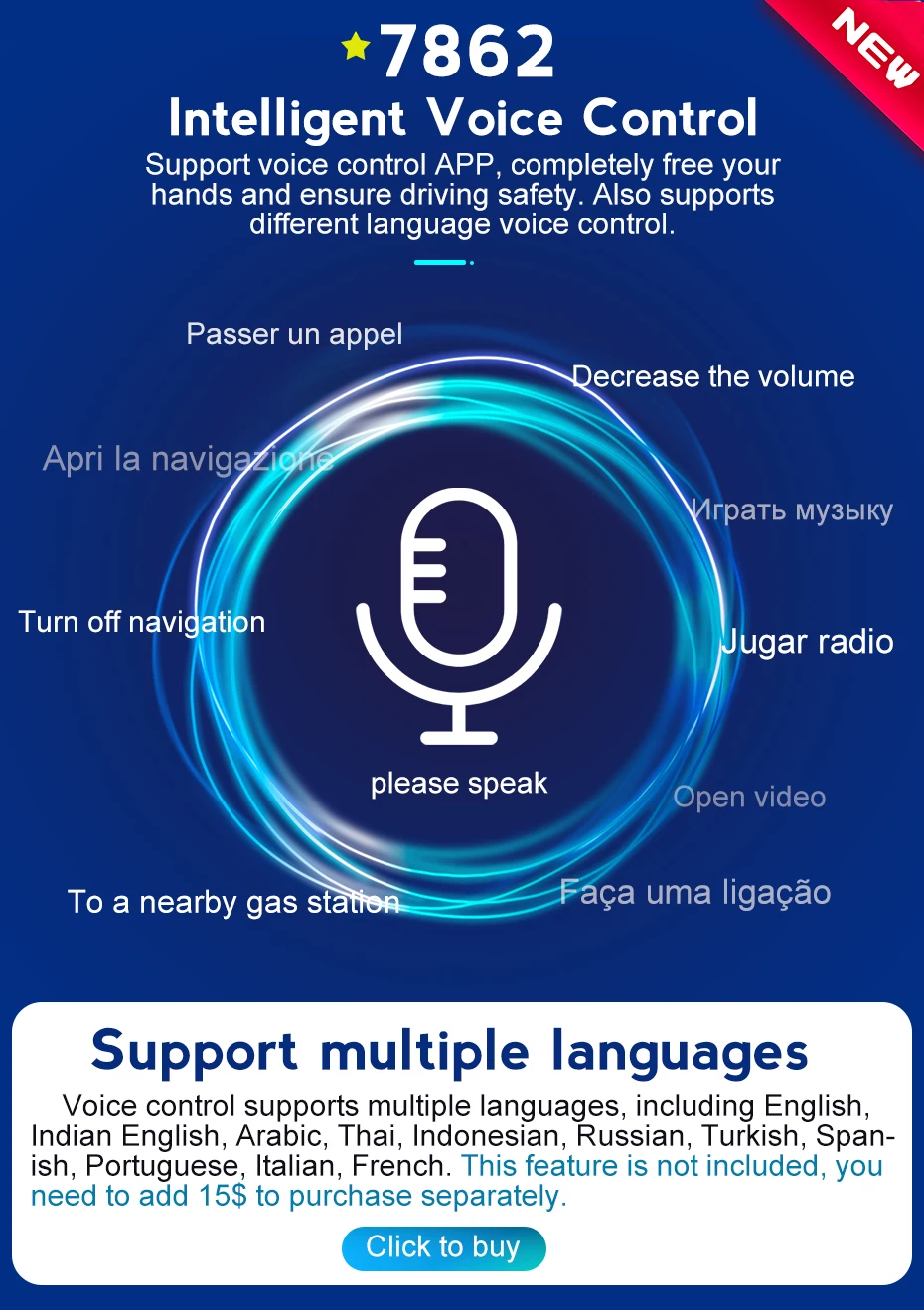 Navifans voice control system language option (only support parts of model)