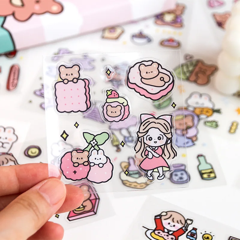 100pcs Cute animal girl daily life Decorative PVC Stickers Scrapbooking Label Diary Stationery Album Phone Journal Planner