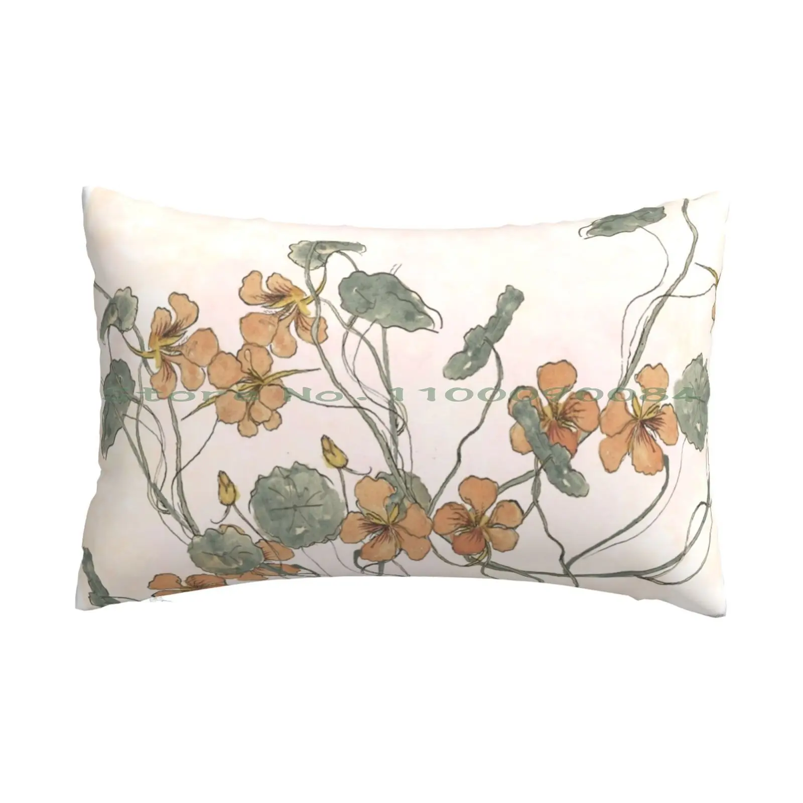 

Winding-Floral Watercolour Pillow Case 20x30 50*75 Sofa Bedroom Flowers Peach Floral Pattern Leaves Plants Nature Lover Plant