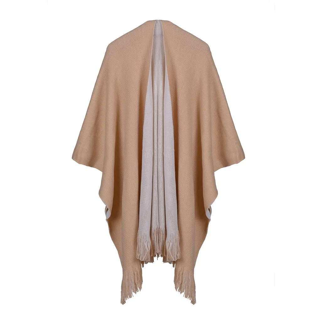 New Design 100% ACRYLIC Autumn Winter Warm Fashion Cloak Ponchos Tassel Shawl 110*160CM Femme Thick Tippet Wraps Foulard Bufanda