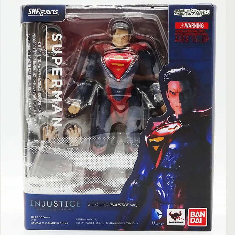 Bandai-Tamashii Nações S.H.F Superman Figuarts, Injustiça Ver., 18 centímetros PVC injustiça ação figura brinquedos modelo, presente original