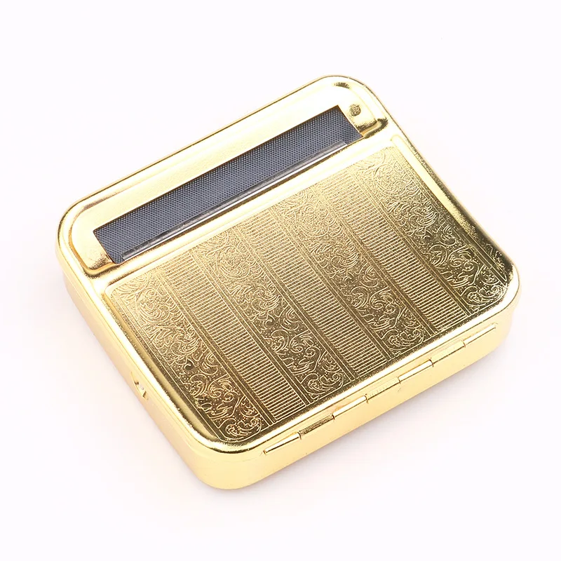 70/78 MM Gold Metal Cigarette Rolling Machine Box Case Rolling Papers Tobacco Roller Rolling Machine Cigarette Maker