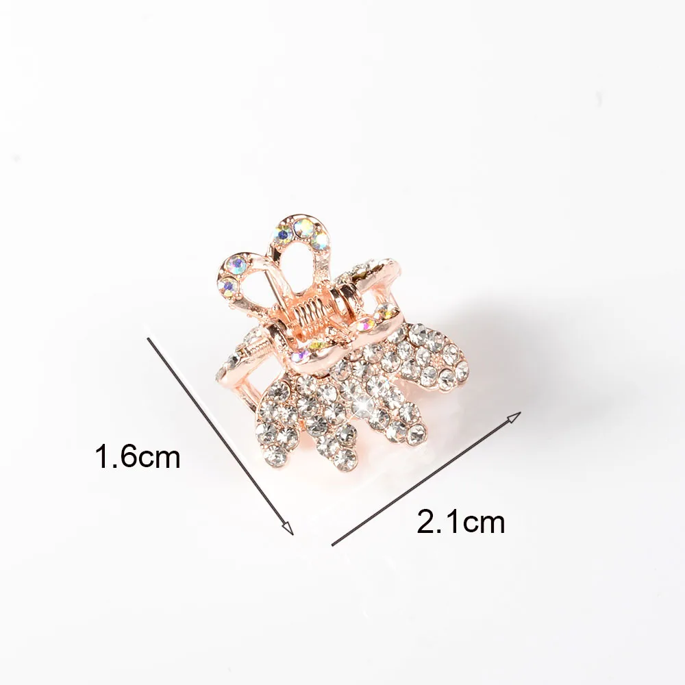 Bling Hair Claw Crab for Hair Korean Crystal Rhinestone Girl Mini Hair Claws for Women Bow knot Heart Star Small Hair Clip