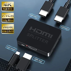 2023 4K 60Hz HDR HDMI 2.0 Splitter 1x2 Splitter HDMI 2.0 4K wsparcie HDCP 2.2 UHD rozdzielacz HDMI 2.0 skrzynka z przełącznikami dla projektora PS4