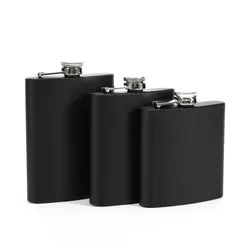 6/7/8oz black 304 food grade SS Flagon Whiskey Vodka Wine Pot Hip Flask Set Alcohol Drinking pocket Bottle outdoor camping