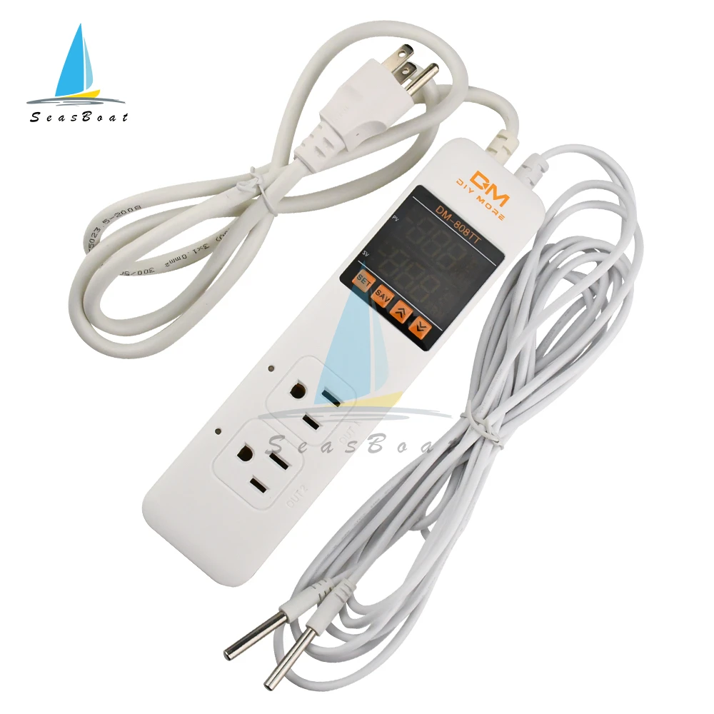 DM-808TT Digital Thermostat Temperature Controller Thermoregulator EU/US Power Socket Outlet Heating Cooling Switch AC 220V 10A