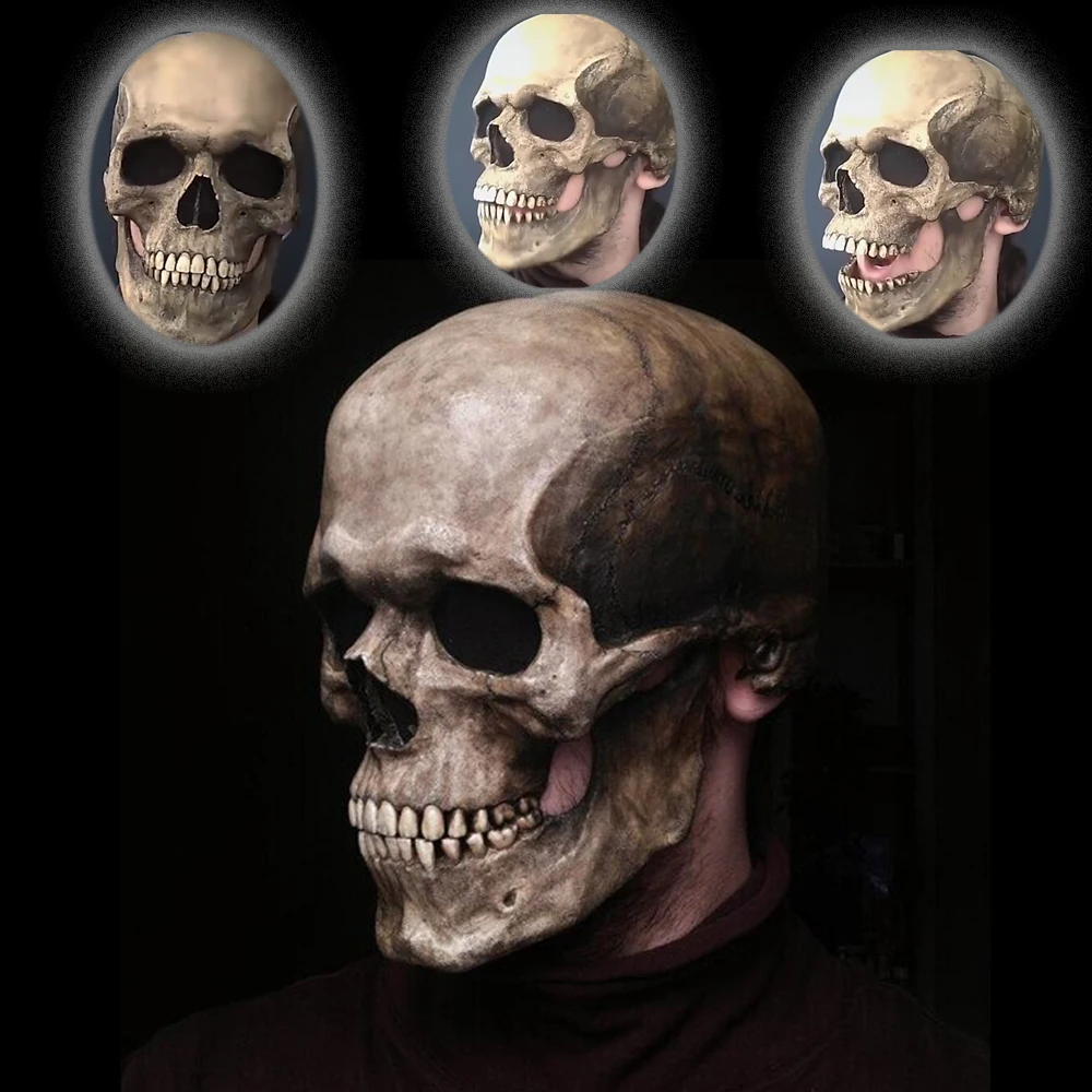 Halloween Full Head Skull Mask 3D Skeleton Skull Horror Mask Scary Party Mask Halloween Cosplay Costume Props for Man Women