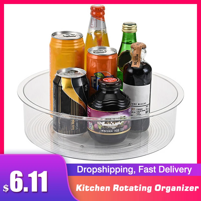 Kitchen Organizer Tray Round Shelf Rotating Organizer Spice Rack Pantry Cabinet Turntable Condiment Storage Rack Kitchen Storage