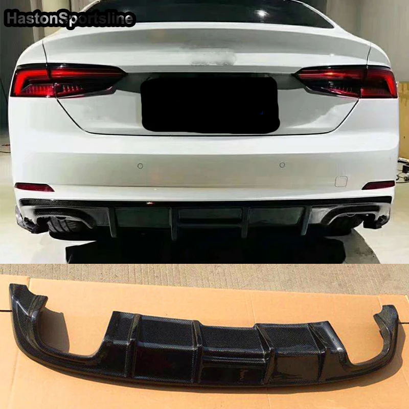 A5 S5 SLine Carbon Fiber Car Rear Flap Cupwings Bumper Diffuser for Audi S5 S-line Sport Bumper Only 2017~2019