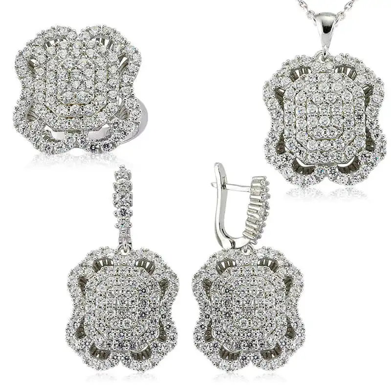 Silver White Cubic Zirconia Women 'S Set