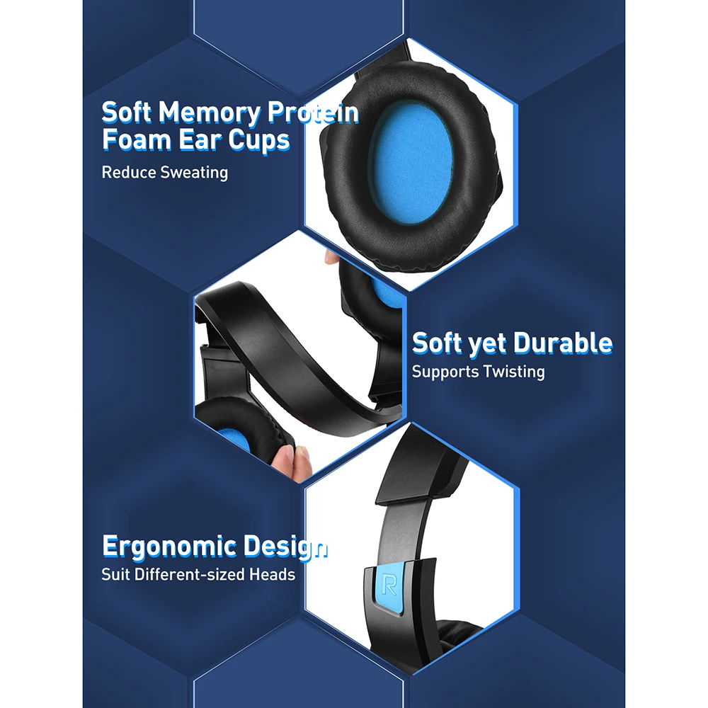 Mpow-سماعة رأس سلكية للألعاب ، سماعة رأس سلكية لألعاب الكمبيوتر ، مع إلغاء الضوضاء ، ميكروفون ، صوت محيط ، لجهاز PS4 ، Xbox One ، وحدة تحكم Switch