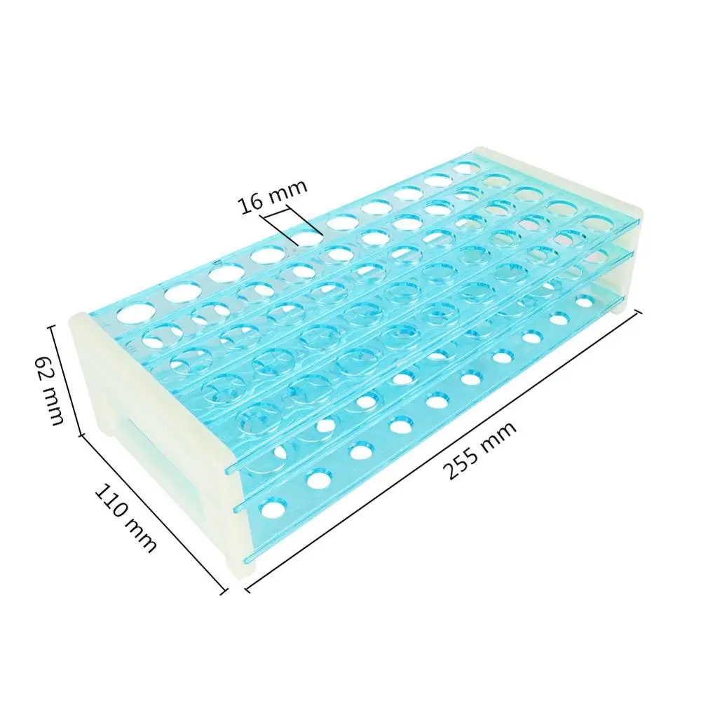 Plastic Test Tube Stand Bracket Rack for 16mm Test Tubes 50 Hole Positions Three Deck Test Tube Holder 1 Pc