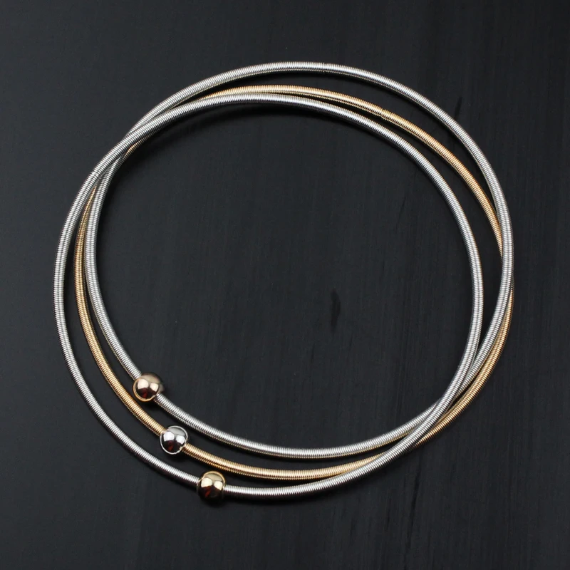 Popular Jewelry Simple Steel Wire Diameter 1.7mm Spring Screw Head Can Be Opened And Tightened Telescopic Color Spring Bracelet