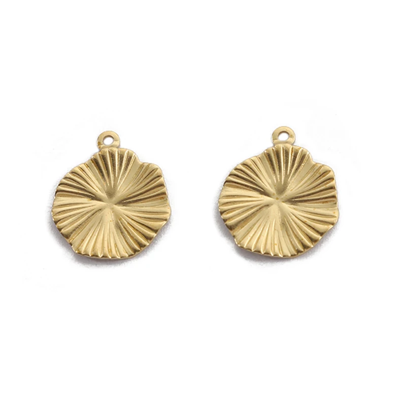 10pcs/lot Raw Brass Charms Round Flower Leaf Charms Pendant For DIY Earrings Bracelet Jewelry Findings Making Accessories