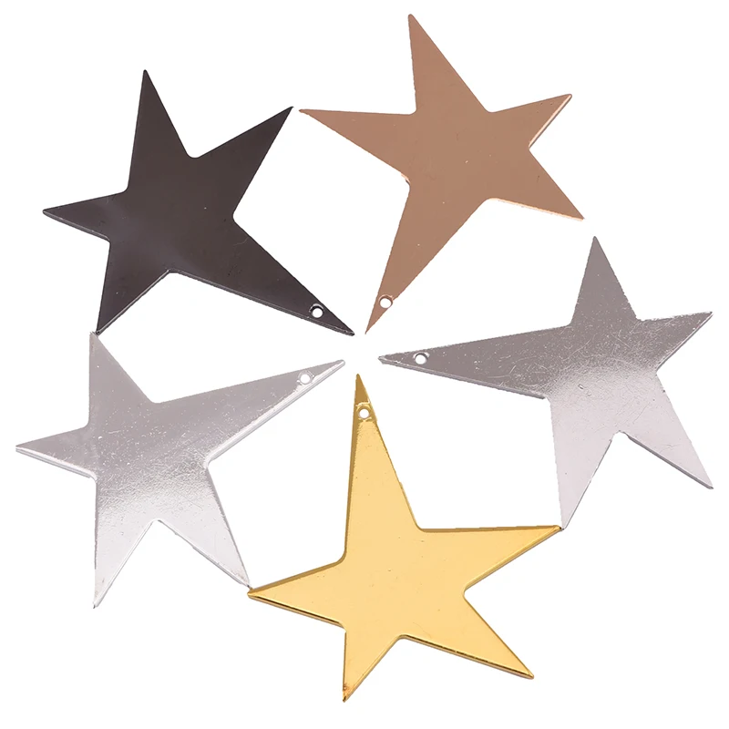 6pcs solid geometric shape five-pointed star earrings necklace pendant with holes for diy making jewelry accessories