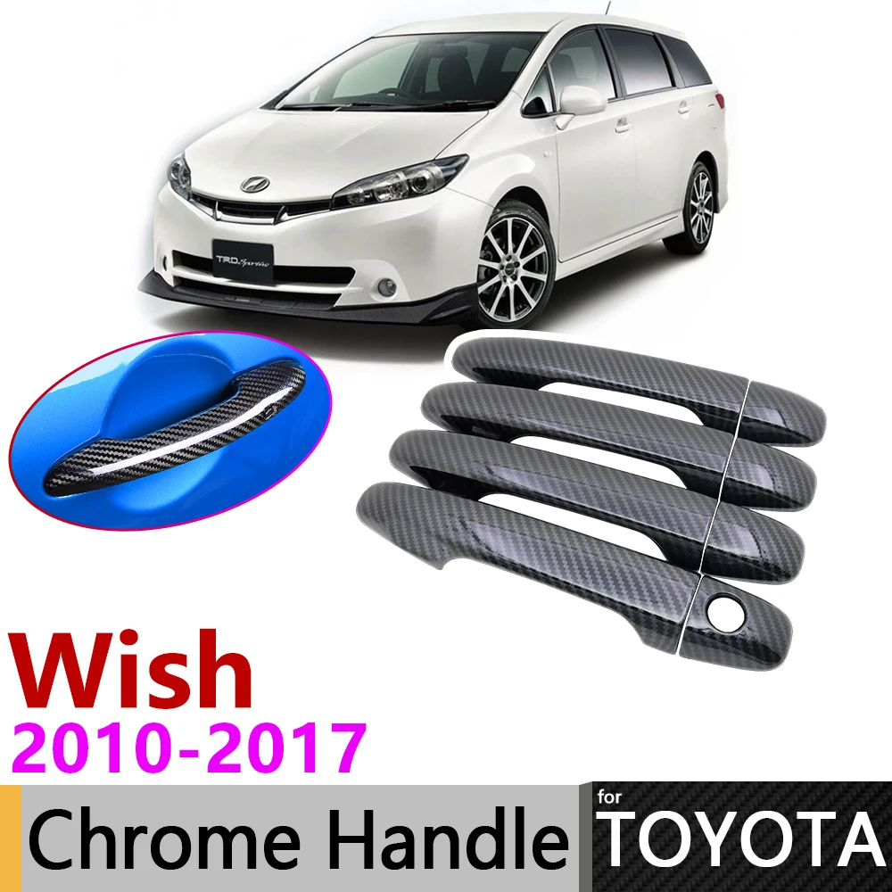 

Black Carbon Fiber Door Handle Cover for Toyota Wish AE20 20 2010~2017 Accessories Stickers Trim 2011 2012 2014 2015 2016 Chrome