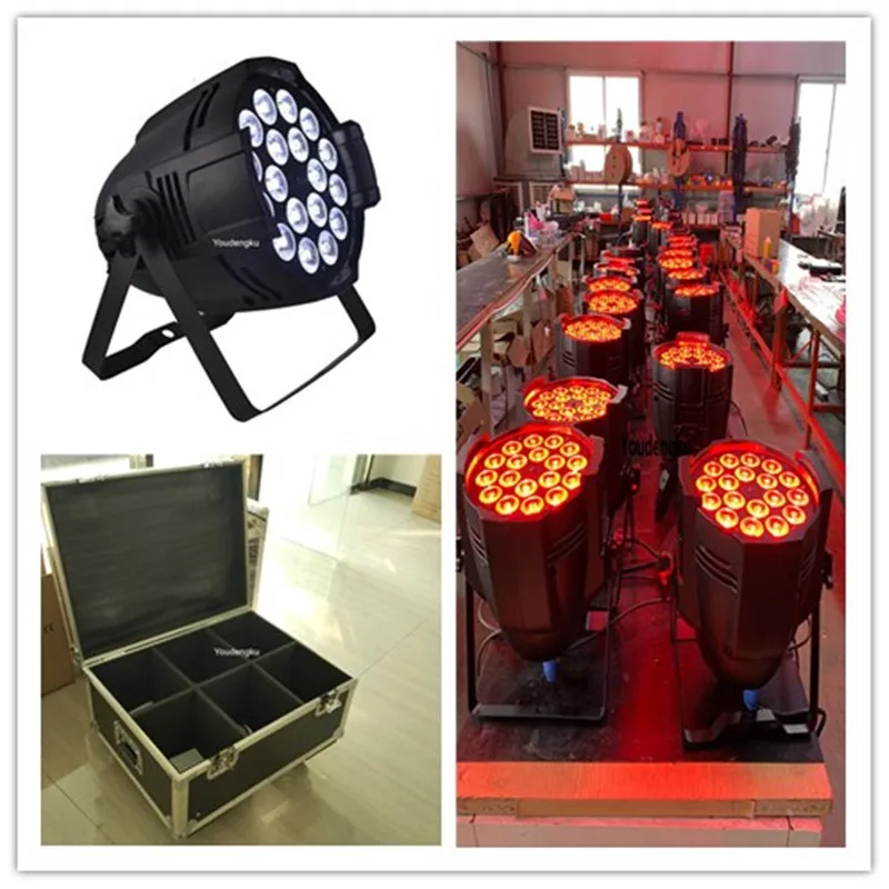 

6pcs with flightcase led colorful Christmas party set 18*10w rgbw 4in1 slim par dmx 512 led light foco led par dmx rgbw