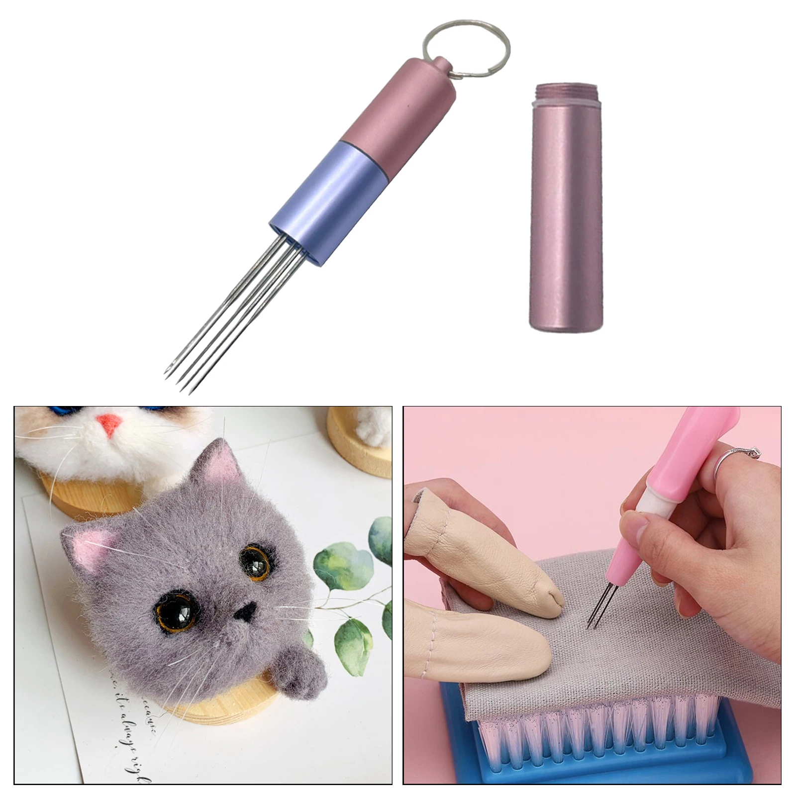 DIY Felting Needle Handle with 6 Needles Handmade Wool Embroidery Tool Set