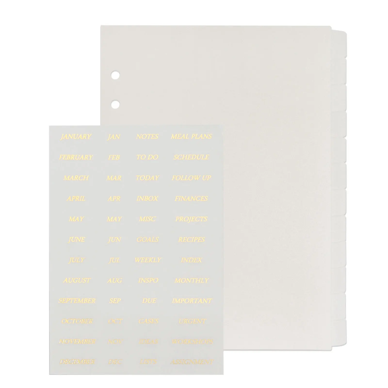 Neutral Foild Gold Stickers A5 Tabbed Divider Plasctic Book Dividers 12 Tabs Notebook 6 Hole Index Tabs Planner Divider Pages