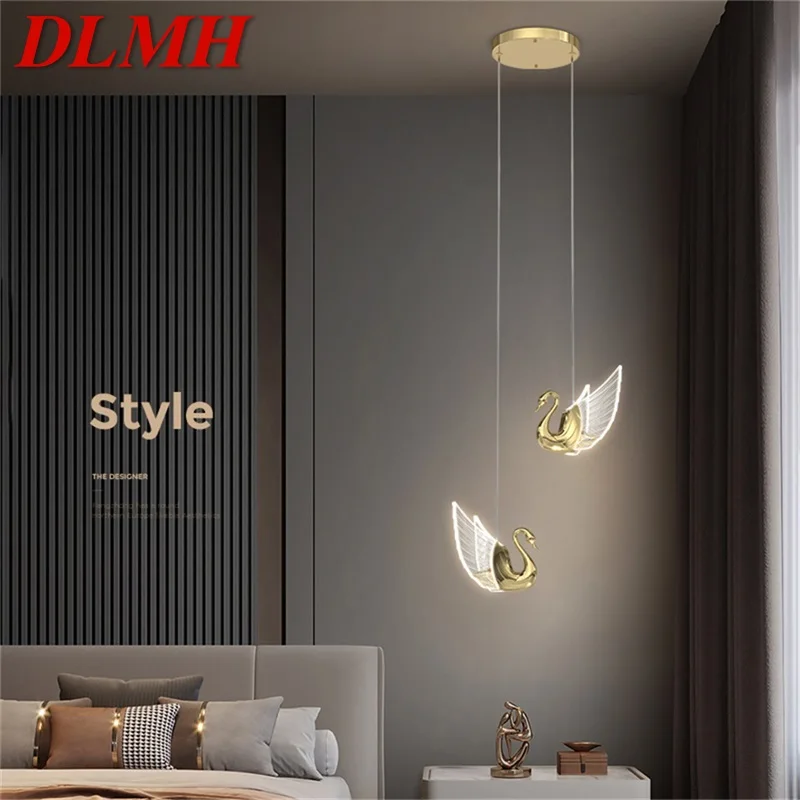 

DLMH Nordic Creative Swan Pendant Light Chandelier Hanging Lamp Modern Fixture for Living Room Dining Room