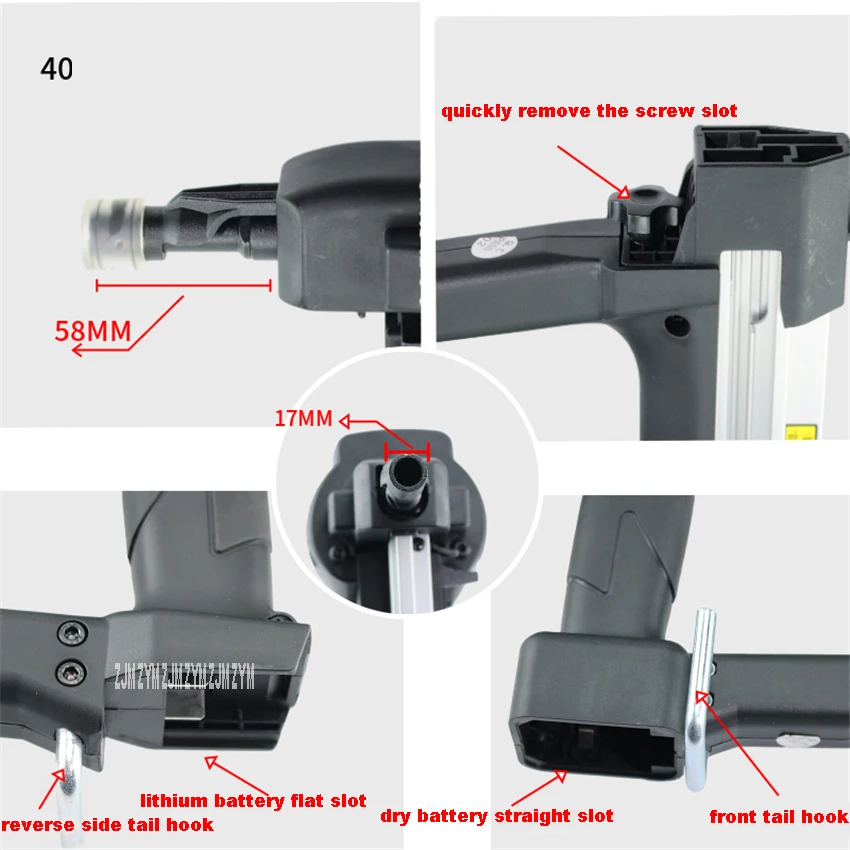 Pistola eléctrica de clavos GSN50 para puertas y ventanas, clavadora de hormigón, pistola de grapas de enmarcado inalámbrica l, ligera, portátil, con funda de plástico
