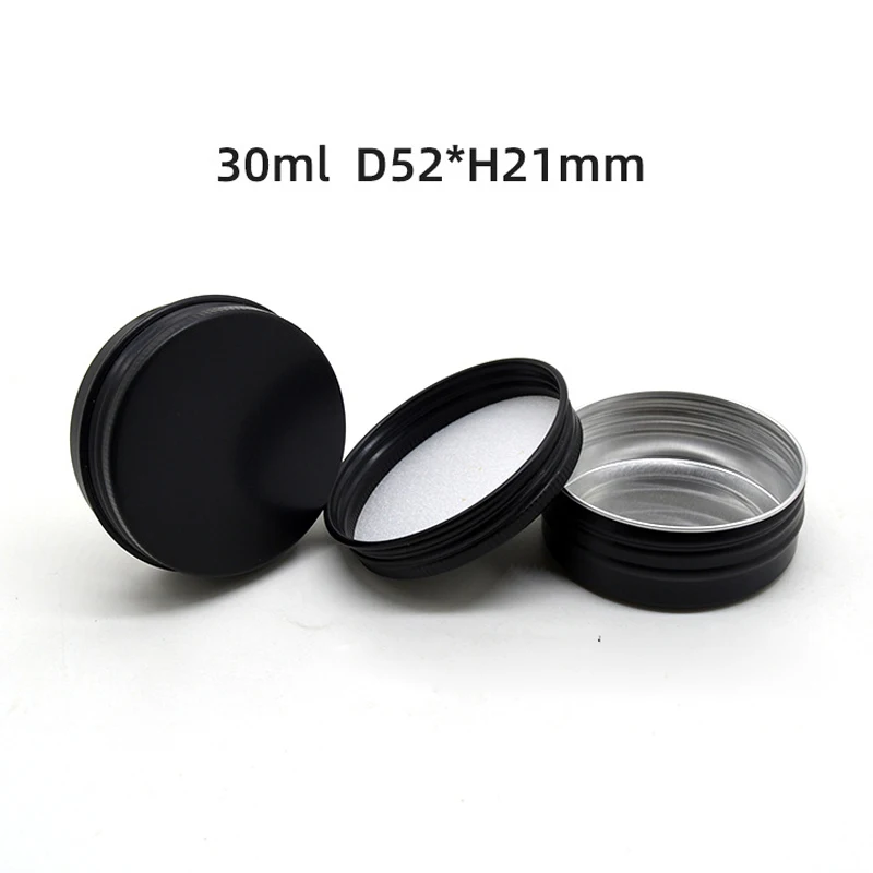 300 Uds 30g 30ML 1Oz tarro de crema de aluminio negro vacío bote para decoración de uñas maquillaje brillo de labios latas cosméticas de Metal contenedores